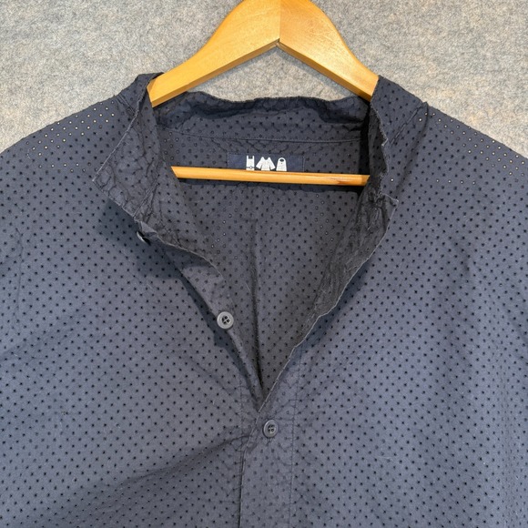 Labo Art Oversized Dress Womens Medium 2 Boxy Eyelet Poplin Shirt Dress Navy Dot - Picture 13 of 13
